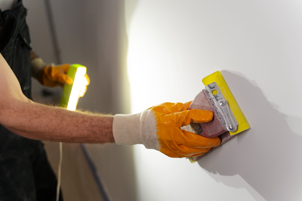 Picture of drywall being sanded down